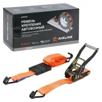 Ремень крепления автовозный с храповиком и резиновыми вставками 4 т, 3 м