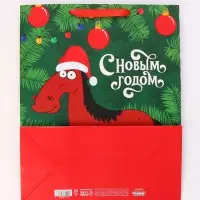 Пакет подарочный «С Новым годом», Синий трактор,  XL 40 × 49 × 19 см