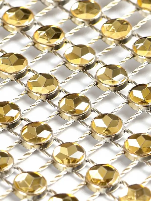 Лента с имитацией страз, 4 см, 9&plusmn;1 м, цвет золотой