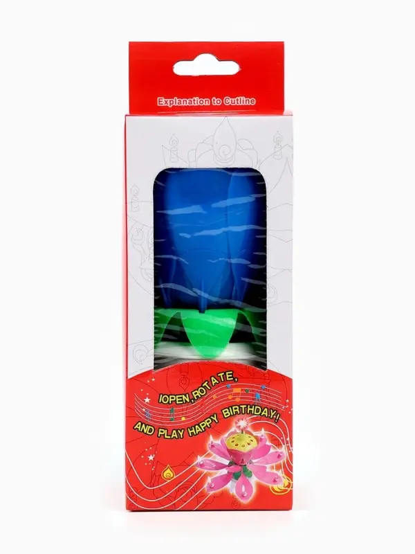 Свеча для торта музыкальная &laquo;Тюльпан&raquo;, крутящаяся, синяя, 14.5&times;6 см