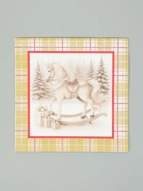 Салфетки бумажные трёхслойные «Скатерть с лошадью на золоте», 33х33, 20 шт Салфетки бумажные трёхслойные «Скатерть с лошадью на золоте», 33х33, 20 шт