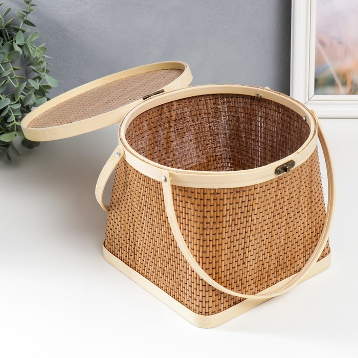 Шкатулка бамбук Шкатулка бамбук "Кузовок" с ручками 18х20х22 см