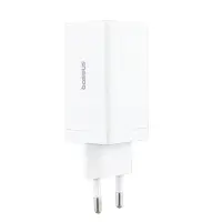 Сетевое зарядное устройство с кабелем Type-C-Type-C+2 PD65W+USB QC3.0 GaN CCGP120202 Baseus белый