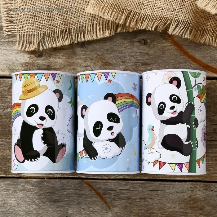 Копилка металл банка Копилка металл банка "Маленькая панда" МИКС 12х8х8 см