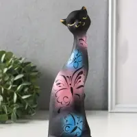 Фигура керамика &laquo;Кошка Итальянка&raquo;, бабочки, 21 см, чёрный