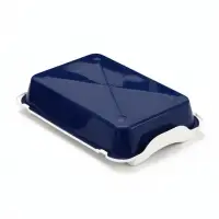 Туалет для кошек, 36&times;26&times;9 см, средний, с бортом, пластик, синий, белый