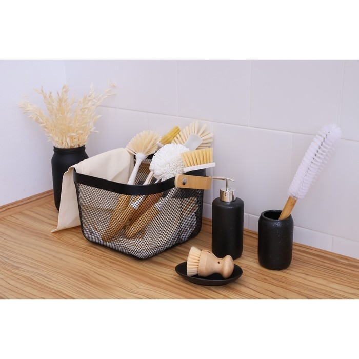 Набор аксессуаров для ванной комнаты Доляна «Венера», 3 предмета (дозатор 350 мл, мыльница, стакан), цвет чёрный Набор аксессуаров для ванной комнаты Доляна «Венера», 3 предмета (дозатор 350 мл, мыльница, стакан), цвет чёрный