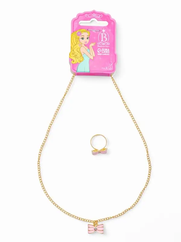 Набор детских украшений Выбражулька &laquo;Бантик&raquo;, 2 предмета: кулон, кольцо, розовый