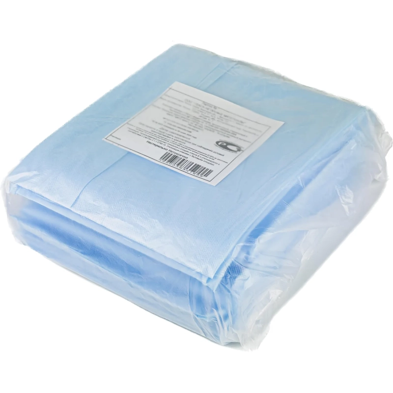 Простыня н/с 140x80 спанбонд лам. пл.40, голуб, 10шт/уп  Гекса