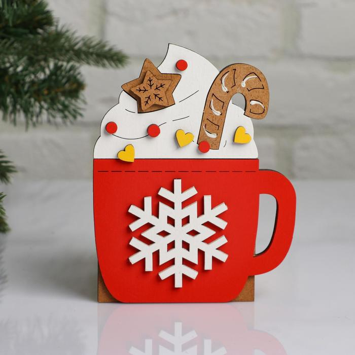 Кашпо деревянное, 12×9×15 см  Кашпо деревянное, 12×9×15 см "Новогоднее. Кружка горячая", подарочная упаковка