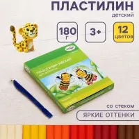 Пластилин мягкий (восковой) Гамма &laquo;Пчёлка&raquo;, 12 цветов, 180 г, со стеком, картонная коробка