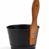 Ушат для бани и сауны, 4 л, сталь, с деревянной ручкой, чёрный