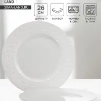Тарелки Magistro Fray, набор 2 шт., d=26 см, фарфор, белые