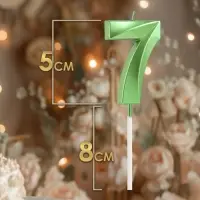 Свеча в торт на шпажке «Цифра 7», зеленая, 5 см