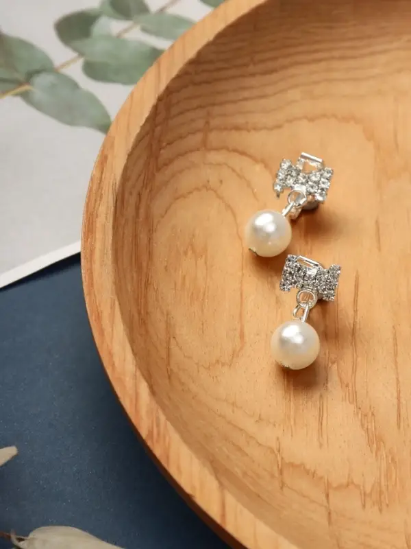 Клипсы для ушей QF «Грация», бантики с бусиной, цвет МИКС