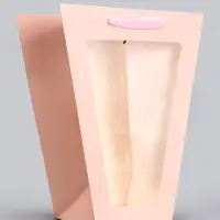 Пакет - переноска для цветов 18&times;14&times;35&times;28 см, розовый