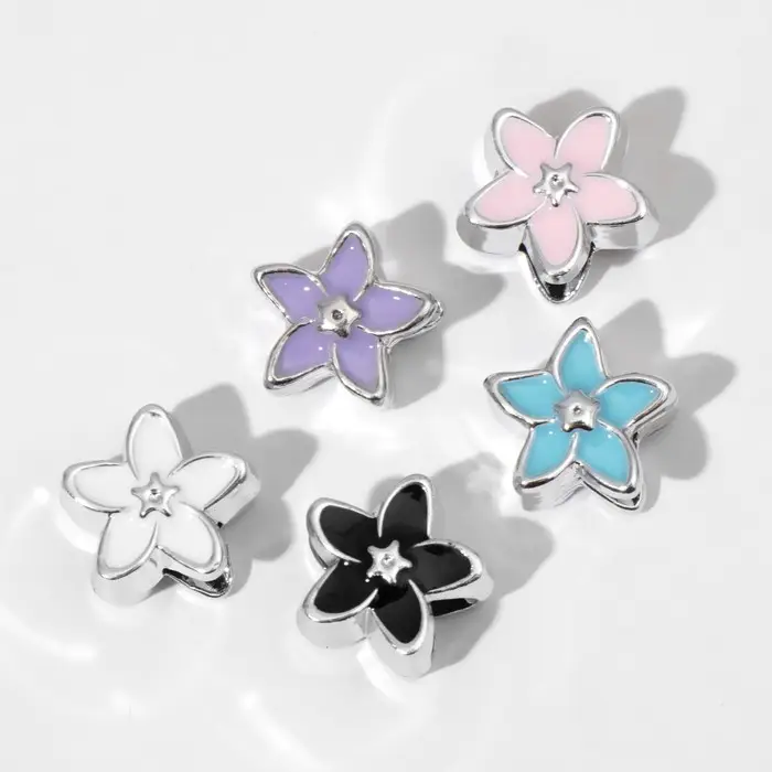 Шарм «Цветок» звёздочка, цвет МИКС в серебре