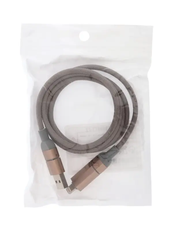 Кабель 2 Type-C - USB, Lighting, 3 А, 1 м, серый