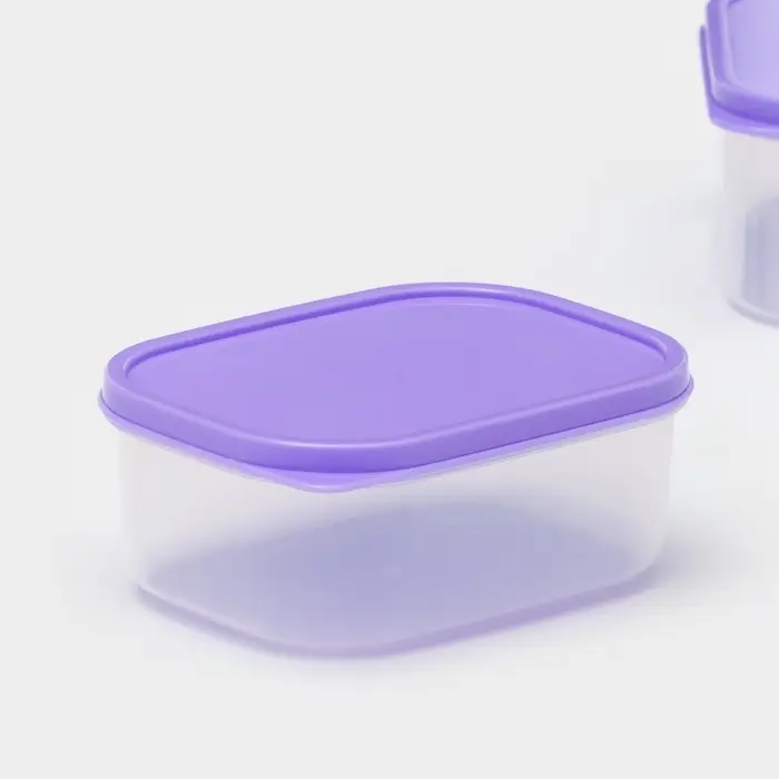 Набор контейнеров пищевых прямоугольных Доляна, 3 шт: 150 мл, 500 мл, 1,2 л, цвет сиреневый Набор контейнеров пищевых прямоугольных Доляна, 3 шт: 150 мл, 500 мл, 1,2 л, цвет сиреневый