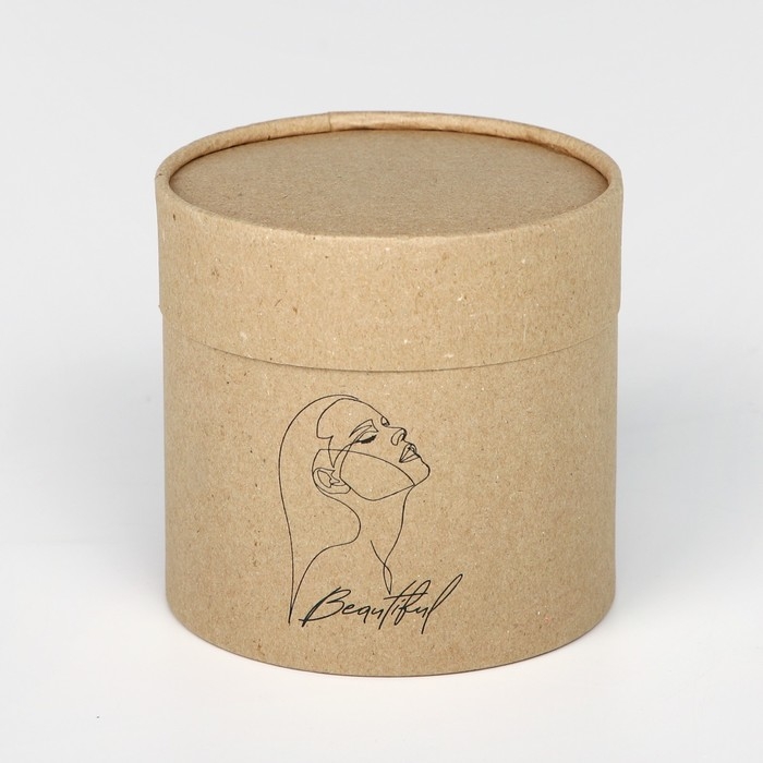 Коробка подарочная шляпная из крафта, упаковка, «Beautiful», 12 х 12 х 12 см