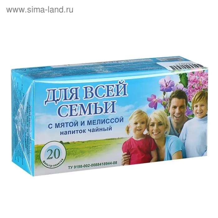 Чайный напиток Для всей семьи с мятой и мелиссой, фильтр-пакет, 20 шт. Чайный напиток Для всей семьи с мятой и мелиссой, фильтр-пакет, 20 шт.