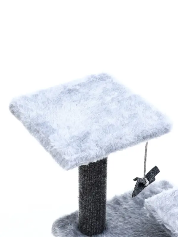 Домик для кошек с когтеточкой, квадратный, 3х-этажный, 33 × 42 × 63 см, ковролин, серая