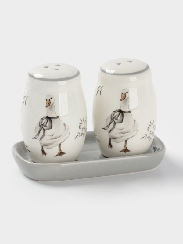 Набор для специй Доляна "Гуси" цвет белый  2 шт  солонка, перечница 130 мл 11,5х6,2х8,8 см   1070852