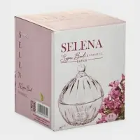 Сахарница Selena, 220 мл, с крышкой, стекло, прозрачная