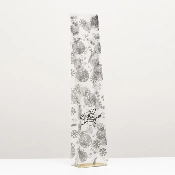 Пакет подарочный новогодний с жёстким дном 11×7×53 см Пакет подарочный новогодний с жёстким дном 11×7×53 см