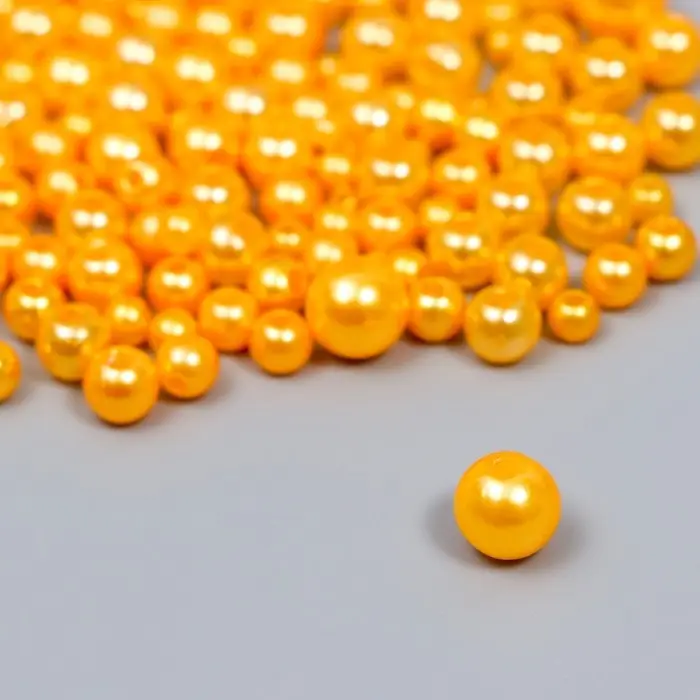 Бусины для творчества пластик Бусины для творчества пластик "Круглые. Оранжевые" d=3-8 мм, набор 10 гр
