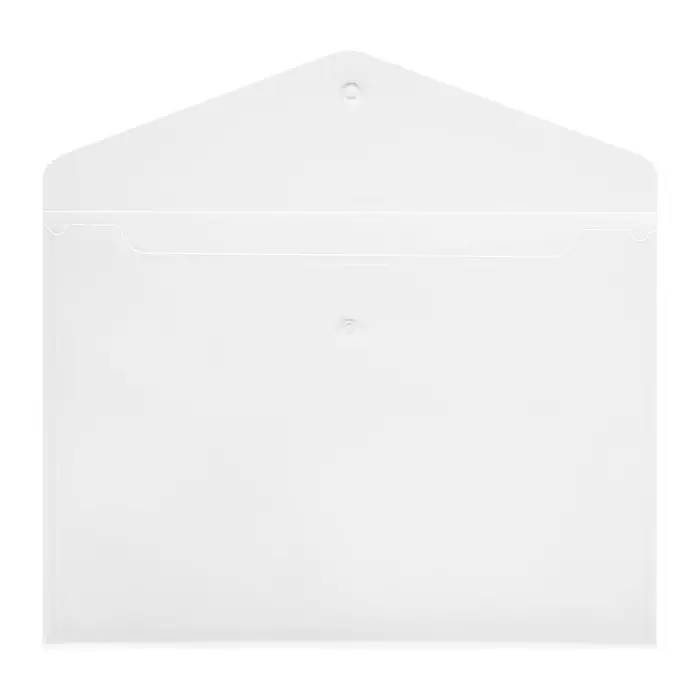 Папка-конверт на кнопке А4, 150 мкм, Calligrata Standard, прозрачная, белая