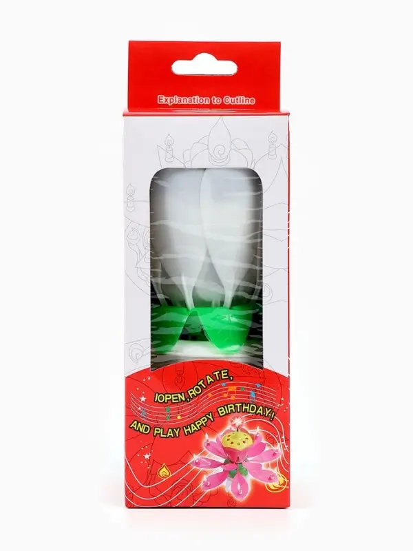 Свеча для торта музыкальная &laquo;Тюльпан&raquo;, крутящаяся, белая, 14.5&times;6 см