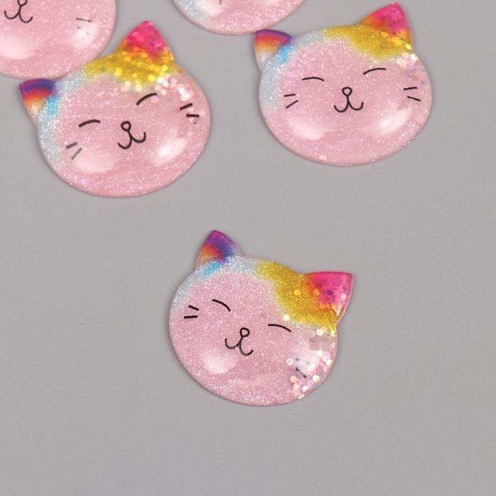 Декор для творчества акрил Декор для творчества акрил "Котишка" блёстки набор 6 шт 2,5х2,7х0,9 см