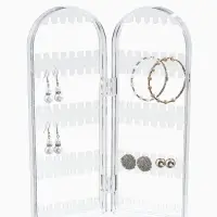 Подставка-книжка под серьги QF, 2 секции, 8 рядов, 21&times;1&times;28 см, прозрачная