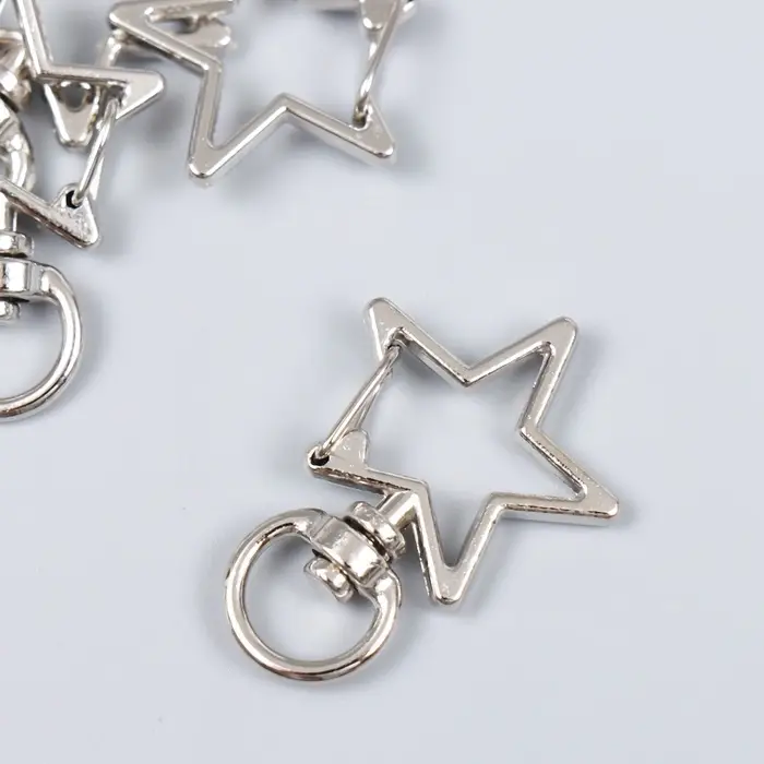 Карабин металл с кольцом Карабин металл с кольцом "Звезда" серебро набор 5 шт 3,4х2,3 см