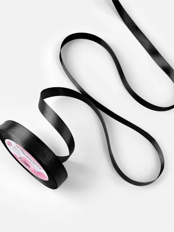 Лента атласная, 12 мм × 23 ± 1 м, цвет чёрный №39 Лента атласная, 12 мм × 23 ± 1 м, цвет чёрный №39