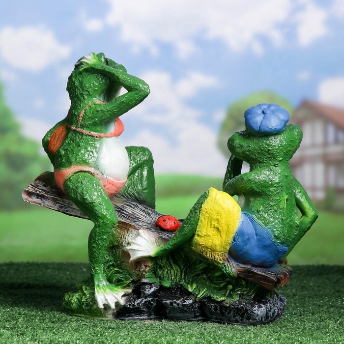 Садовая фигура из полистоуна «Лягушки на качелях», 37×17×38 см