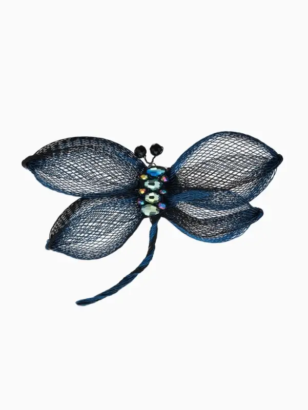 Брошь &laquo;Стрекоза&raquo; плетёная, цвет сине-чёрный