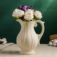 Ваза для цветов &laquo;Кувшинчик&raquo;, 22&times;17 см, керамика, бежевая
