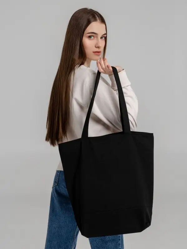 Сумка для покупок на молнии Shopaholic Zip, черная Сумка для покупок на молнии Shopaholic Zip, черная