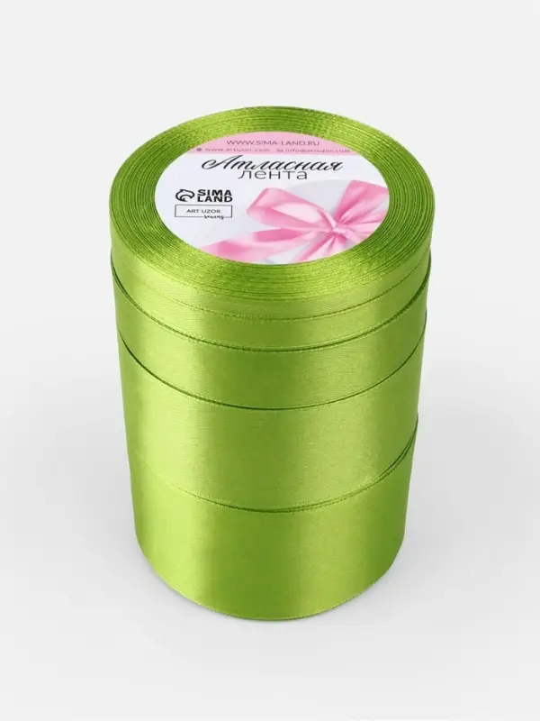 Атласная лента, набор 5 шт., 6/10/20/40/50 мм, 23&plusmn;1 м, светло-зелёная №184