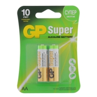 Батарейка алкалиновая GP Super, AA, LR6-2BL, 1.5В, блистер, 2 шт.