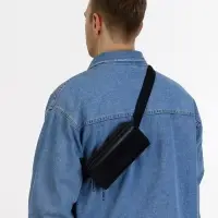 Сумка мужская на плечо TEXTURA, портмоне - клатч, чёрная