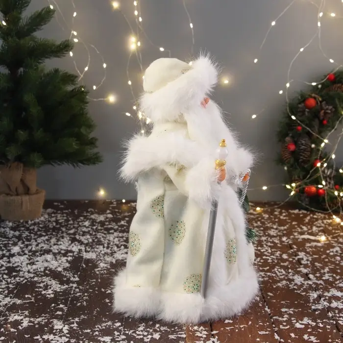 Дед Мороз под ёлку «Зимнее волшебство. В пушистой шубе, с мешком» двигается, 40 см, белый Дед Мороз под ёлку «Зимнее волшебство. В пушистой шубе, с мешком» двигается, 40 см, белый