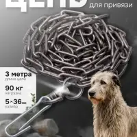 Цепь для привязи собак, 3 м, калибр 5&times;36 мм, черная
