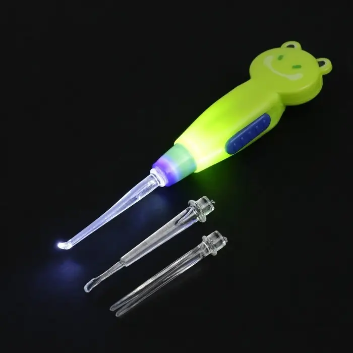 Палочка для чистки ушей LES-02, LED-подсветка, 3 насадки, от батареек, лягушка Палочка для чистки ушей LES-02, LED-подсветка, 3 насадки, от батареек, лягушка