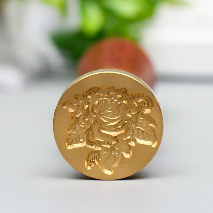 Печать для сургуча с деревянной ручкой Печать для сургуча с деревянной ручкой "Королевская роза" 9х2,5х2,5 см