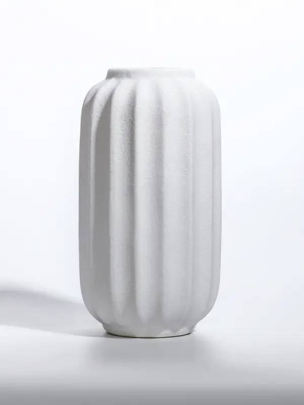 Ваза керамика настольная Ваза керамика настольная "Абиджил" бочка линии, h=24,5х12, d=7 см, белый