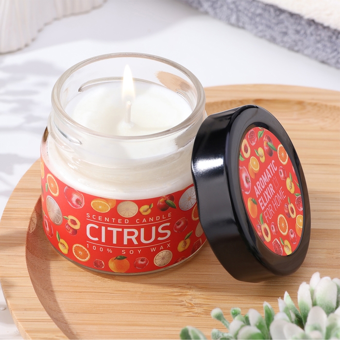 Свеча ароматическая в банке  Свеча ароматическая в банке "Апельсин и гранат", совый воск, 80 г