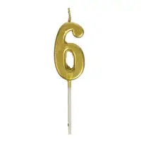 Свеча в торт на шпажке «Цифра 6», золотая, 4.5×2.5 см